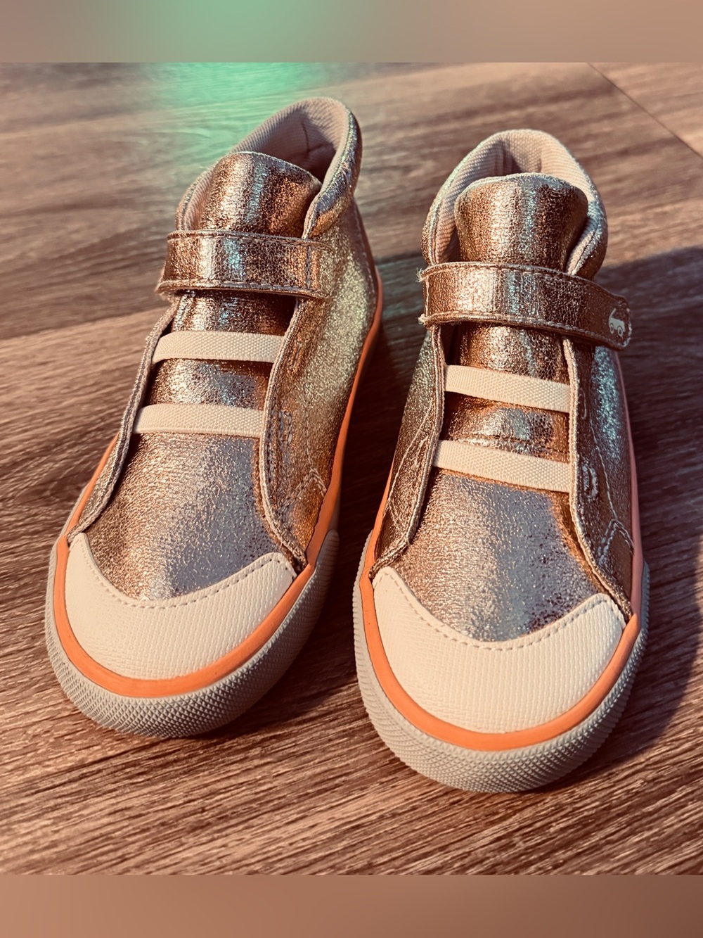 See Kai Run Basics Drew Metallic Rose Gold High-Top Sneakers